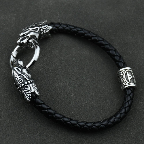 Freya Cat with Runes Steel Bracelet