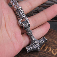 Mjolnir - Thor's hammer with Norse Knot Stainless Steel Necklace