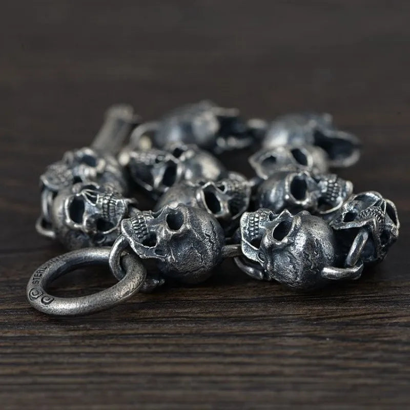 Domains of Hel Skull Bracelet in 925 Sterling Silver