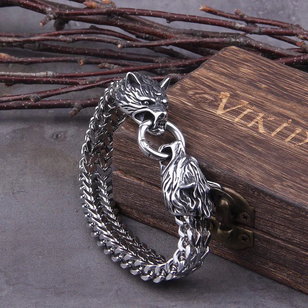 Snarling Fenrir - 316L Stainless Steel Bracelet