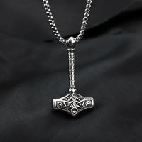 Mjolnir with Longer Handle Stainless Steel Necklace