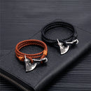 Viking Axe Bracelet in Leather and Steel
