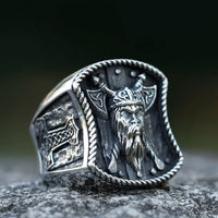 Odin with Axes Stainless Steel Ring