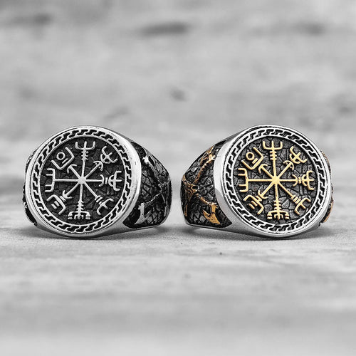 Vegvisir The Viking Compass Steel and Brass Ring