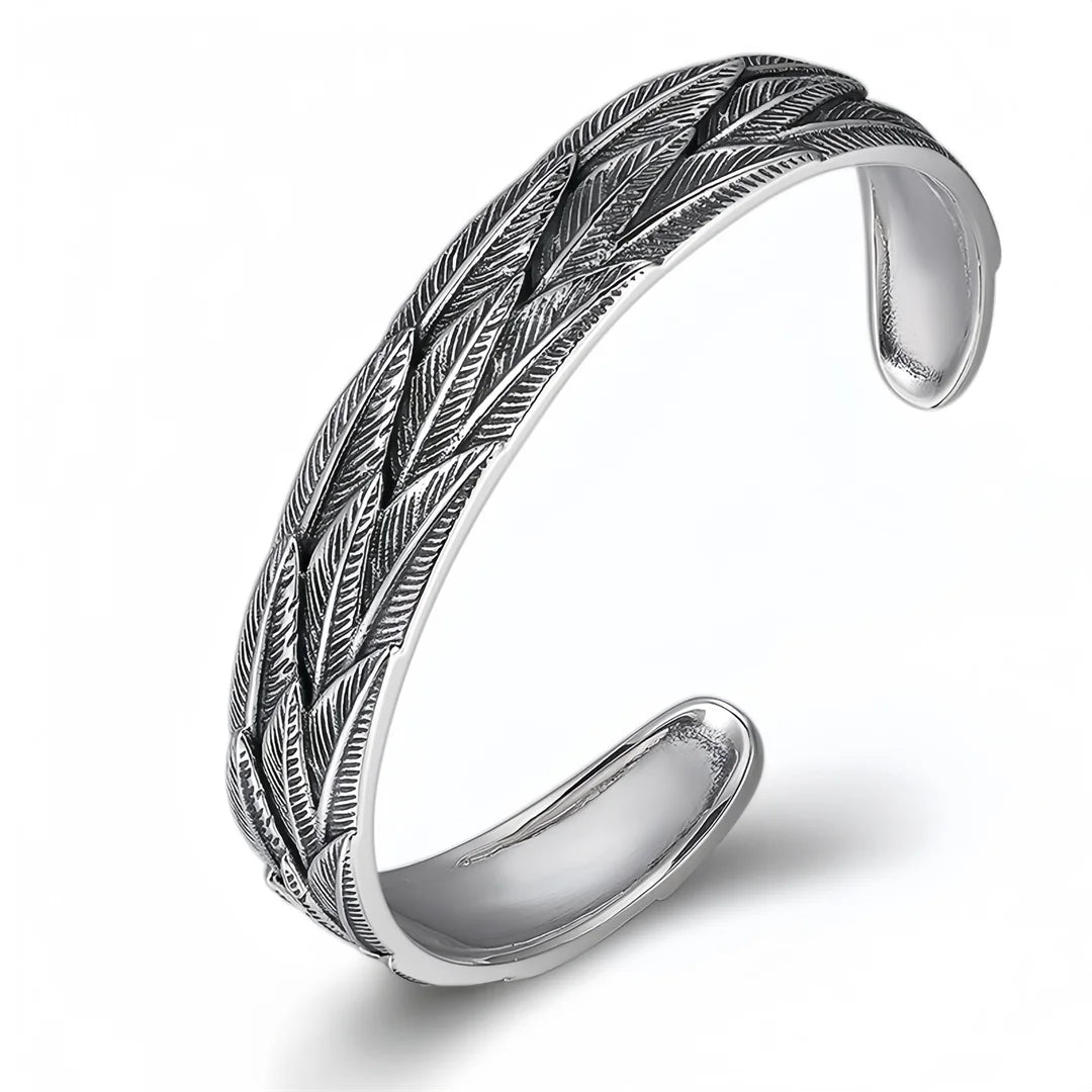 Feathers of Freyja’s Falcon 990 Silver Bracelet
