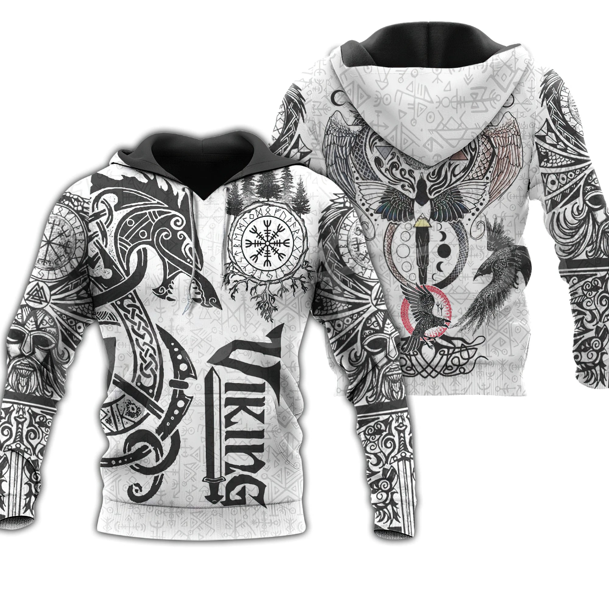 Ravens and Wolves of Odin 3D Printed Hoodie