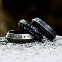 Ancient Futhark Runes 8mm Stainless Steel Ring