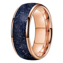 Stars in the North Sky Tungsten Carbide Ring With Blue Sandstone Inlay