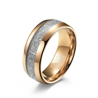 Golden Thor Thunderbolt Tungsten Carbide Ring with Meteorite Inlay