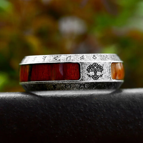 Yggdrasil The Tree of Life Stainless Steel Rune Ring