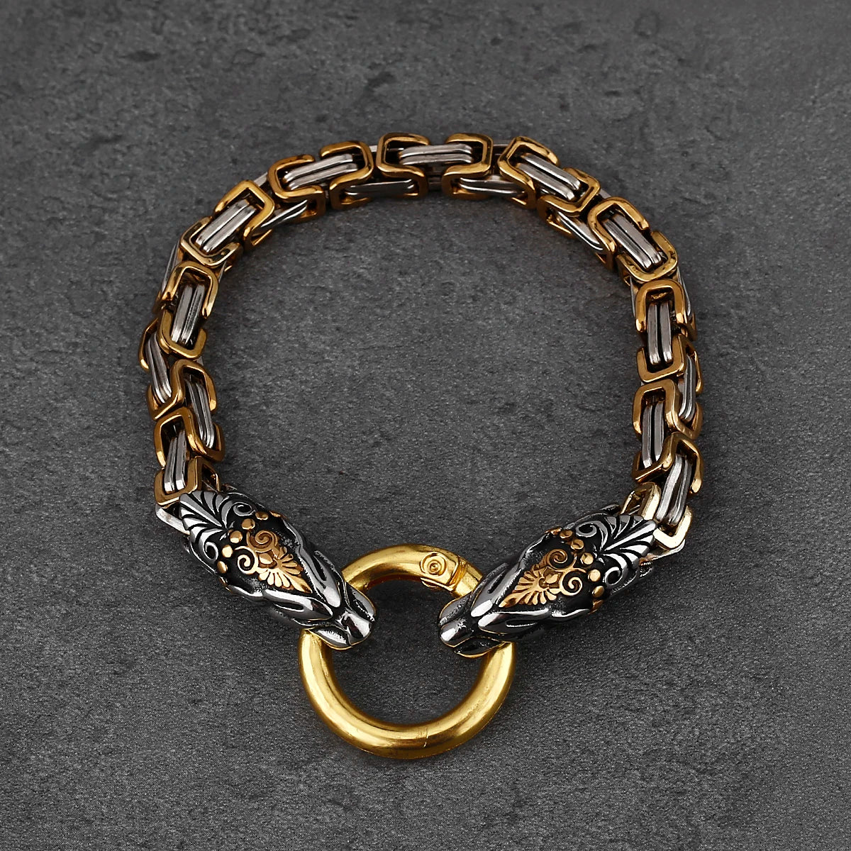 Freya Cat with Runes Steel Bracelet
