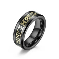 Black Viking 8mm Tungsten Steel Rune Ring