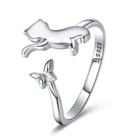 Freya's Cat Adjustable Ring in 925 Silver