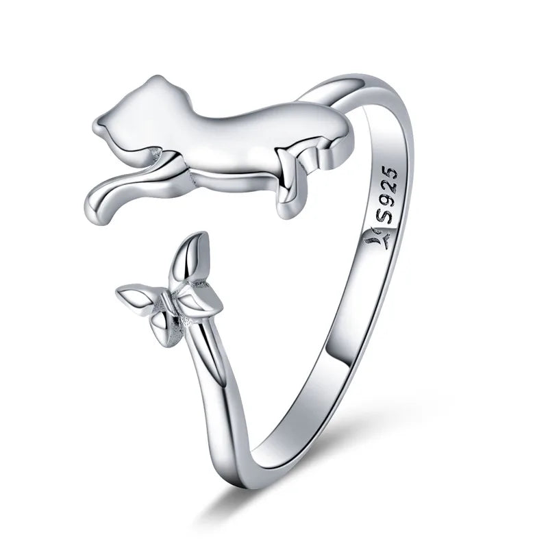 Freya's Cat Adjustable Ring in 925 Silver