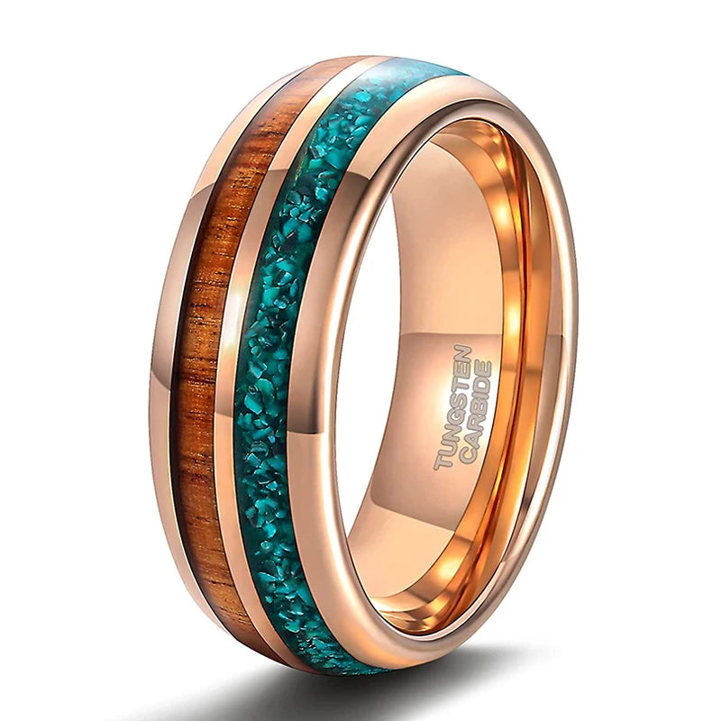 Ginnungagap Fire and Ice Tungsten Carbide Ring with Opal Stone