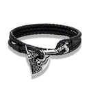 Viking Axe Bracelet in Leather and Steel