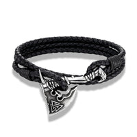Viking Axe Bracelet in Leather and Steel