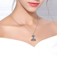 Wolf on Mjolnir 925 Sterling Silver Necklace