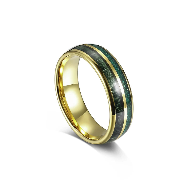 Bounty from Frigg Green Opal and Wood Tungsten Ring