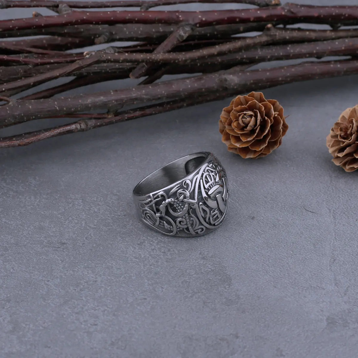 Triple Horn of Odin Triskele Stainless Steel Ring