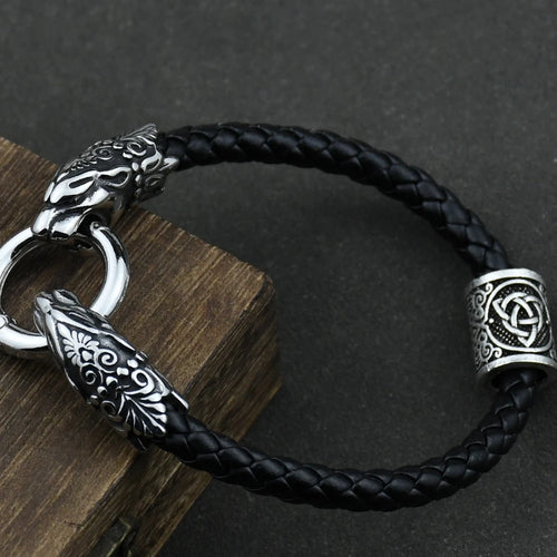 Freya Cat with Runes Steel Bracelet