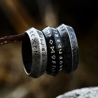 Ancient Futhark Runes 8mm Stainless Steel Ring