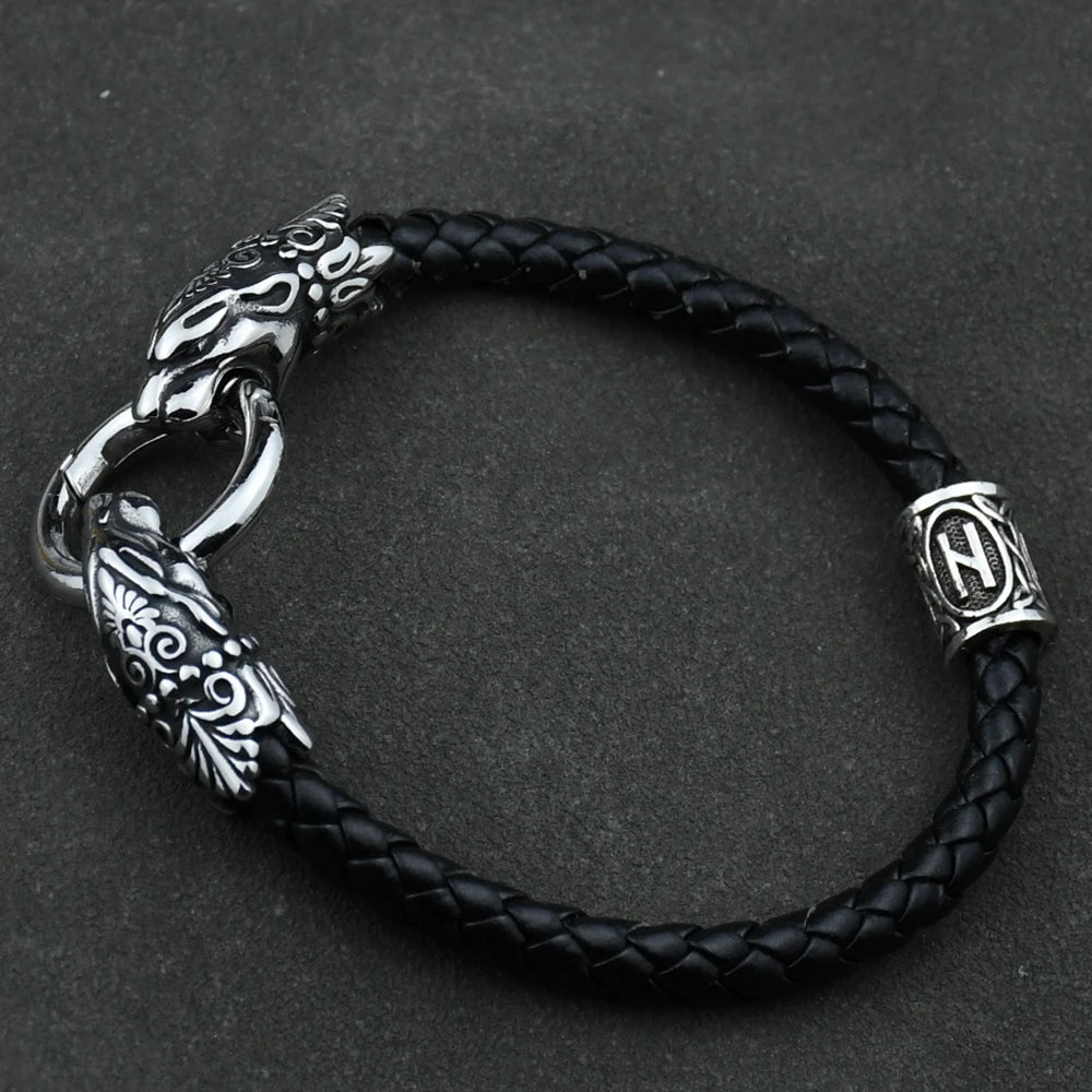 Freya Cat with Runes Steel Bracelet