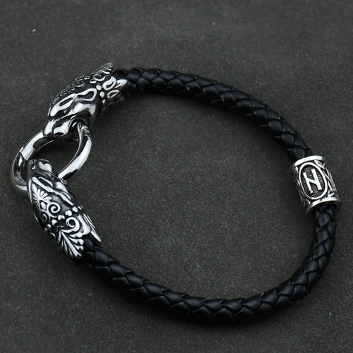 Freya Cat with Runes Steel Bracelet