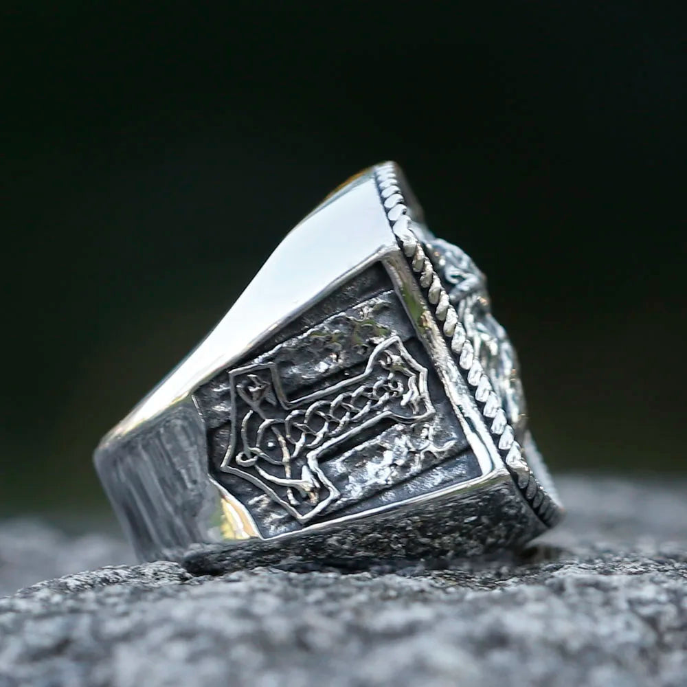 Odin with Axes Stainless Steel Ring