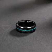 Thor Lightning 8mm Tungsten Carbide Ring with Green-Blue Opal Inlay