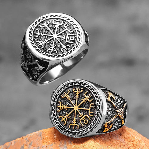 Vegvisir The Viking Compass Steel and Brass Ring