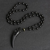 Fenrir Fang - carved Obsidian Necklace