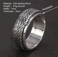 Wyrd of Frigg Rotatable 925 Silver Ring and Wedding Band