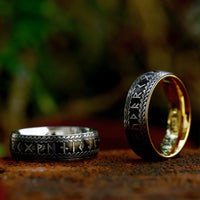 Rune Ring in Futhark Runes 8mm Stainless Steel Ring