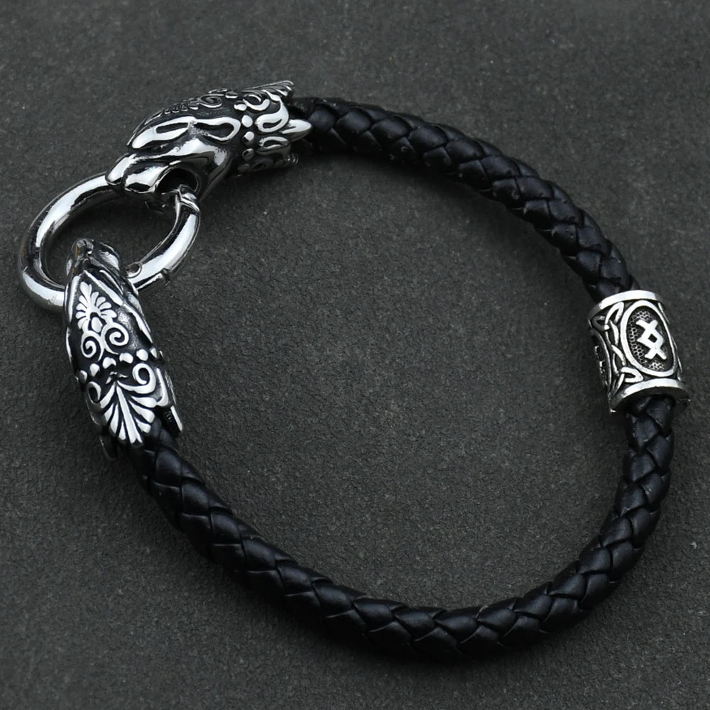 Freya Cat with Runes Steel Bracelet