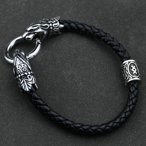 Freya Cat with Runes Steel Bracelet