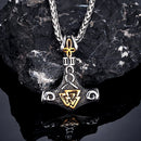 Mjolnir with Valknut Stainless Steel Necklace