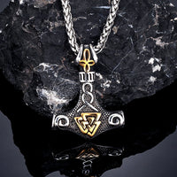 Mjolnir with Valknut Stainless Steel Necklace
