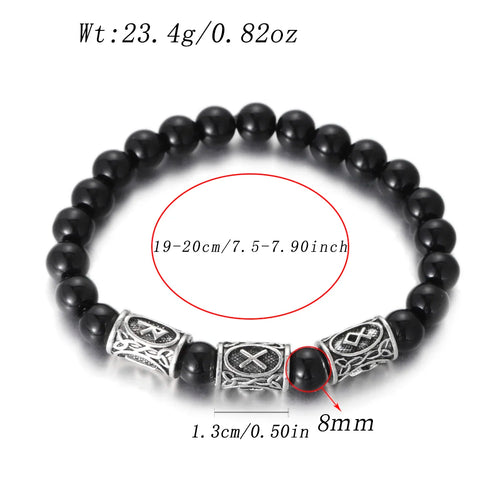 Runes in Lava Stone Bracelet