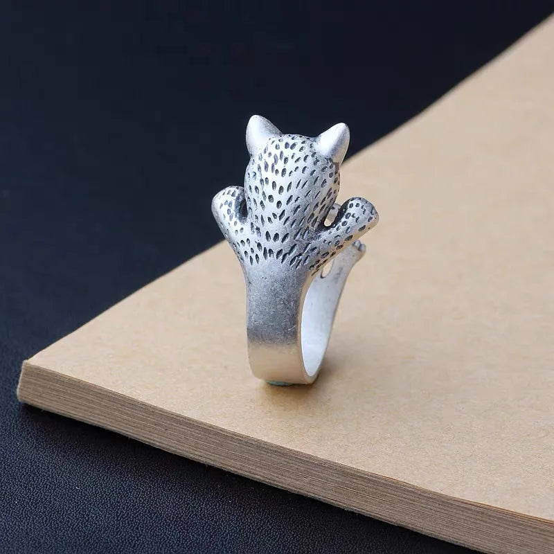 Freya Cat Sterling Silver Ring with Cubic Zirconia
