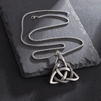 Triquetra with Ouroboros Stainless Steel Necklace