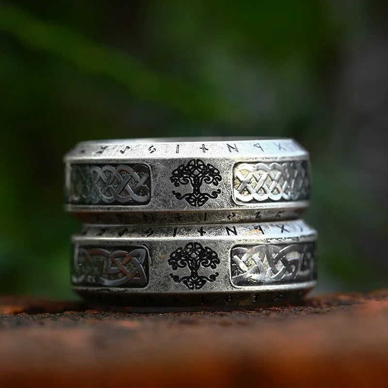 Yggdrasil The Tree of Life Stainless Steel Rune Ring