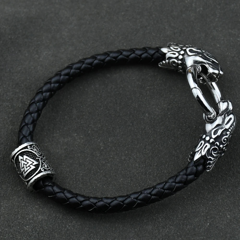 Freya Cat with Runes Steel Bracelet
