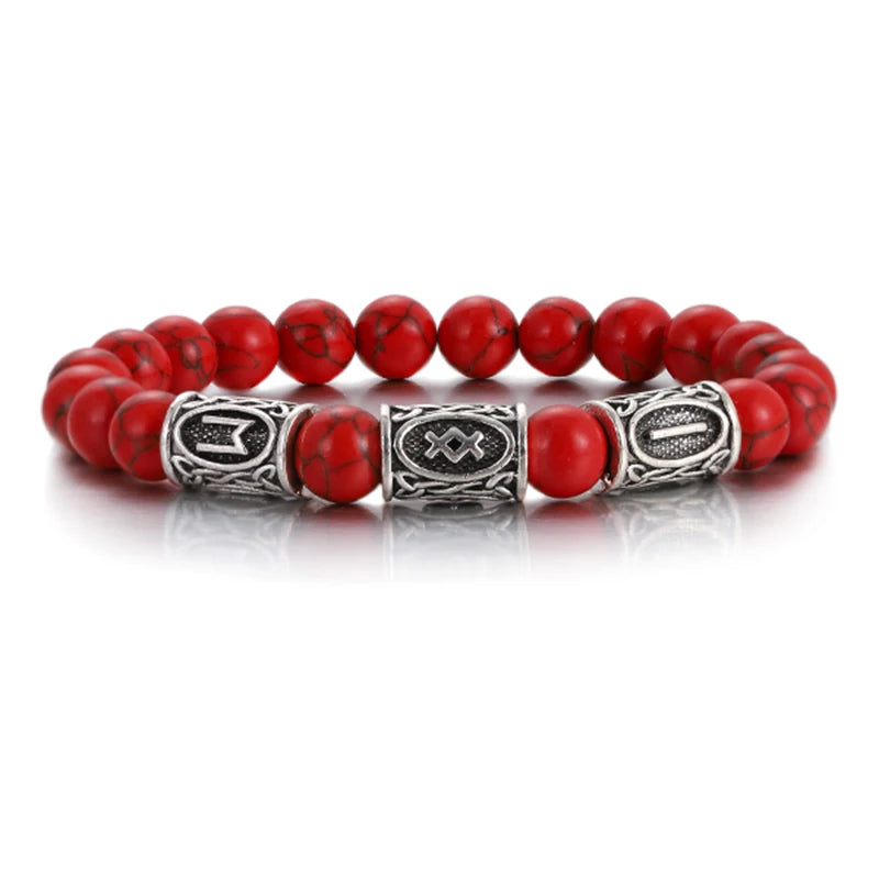 Runes in Lava Stone Bracelet