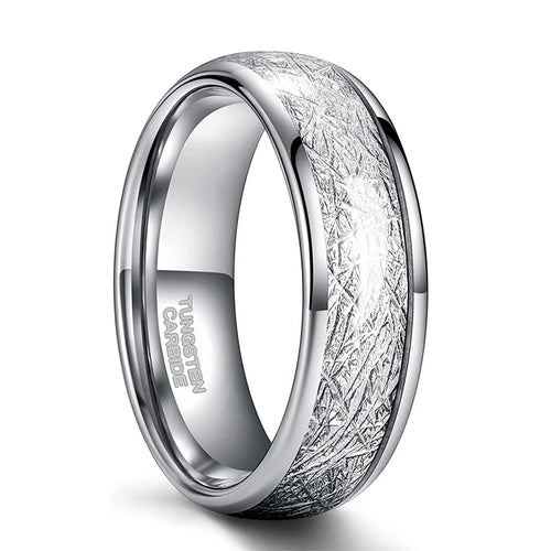 Thor Thunderbolt Tungsten Carbide Ring with Meteorite Inlay