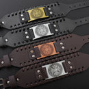 Mjölnir Leather Bracelet With Runes
