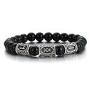 Runes in Lava Stone Bracelet