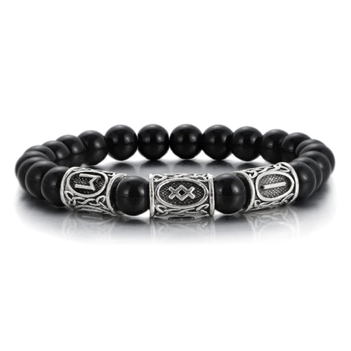 Runes in Lava Stone Bracelet