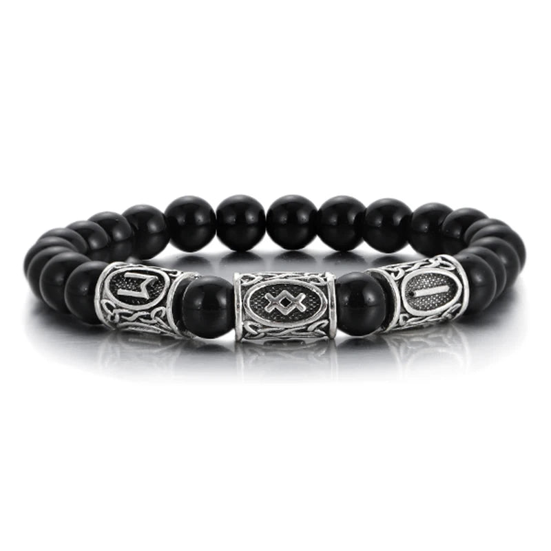 Runes in Lava Stone Bracelet