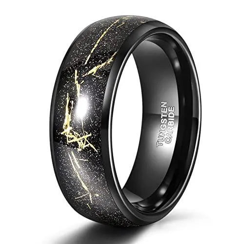 Yggdrasil in Autumn 8mm Tungsten Carbide Ring with Gold Foil